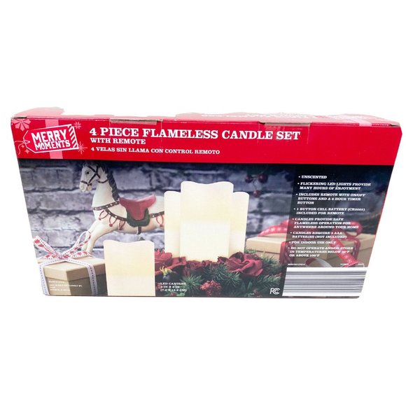 Heart&holly Holiday Merry Moments 4 Pc Flameless Flickering Candle
